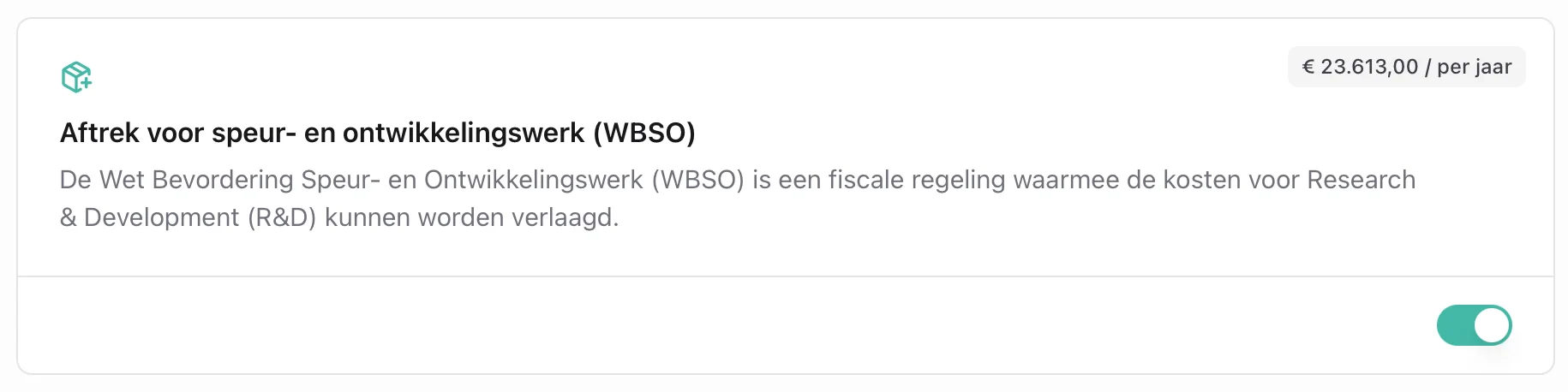 Aftrek voor speur- en ontwikkelingswerk (WBSO) in de portal